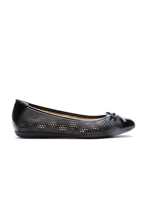 

GEOX Respira Women Black Breathable Cut-Out Italian Patent Leather Ballerinas
