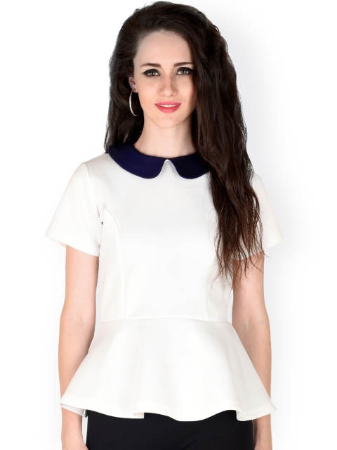 

SASSAFRAS Off-White Peplum Top