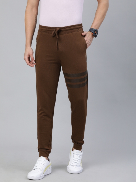 

The Indian Garage Co Men Brown Solid Regular Fit Joggers with Stripe Detail
