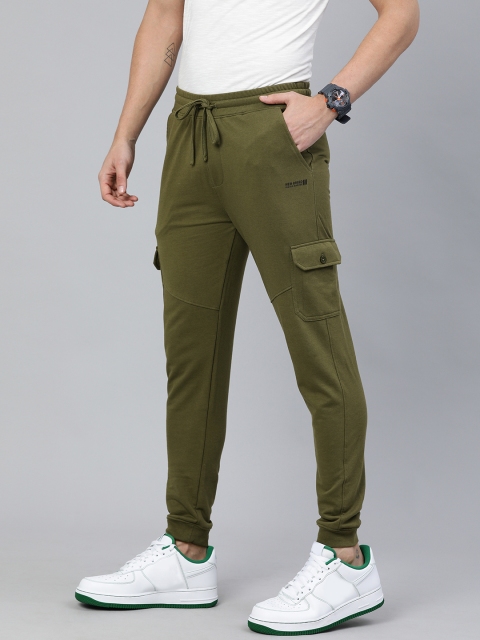 

The Indian Garage Co Men Olive Solid Regular Fit Joggers