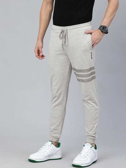 

The Indian Garage Co Men Grey Solid Slim-Fit Joggers, Grey melange