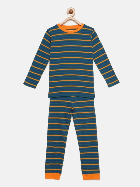 

ventra Boys Blue & Green Striped Night suit