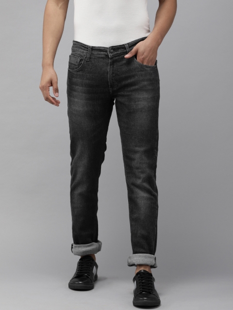 

SPYKAR Men's Black Regular Fit Heavy Fade Stretchable Jeans