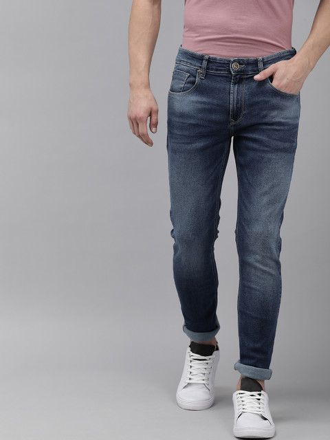 

SPYKAR Men Blue Regular Fit Mid-Rise Clean Look Heavy Fade Stretchable Jeans