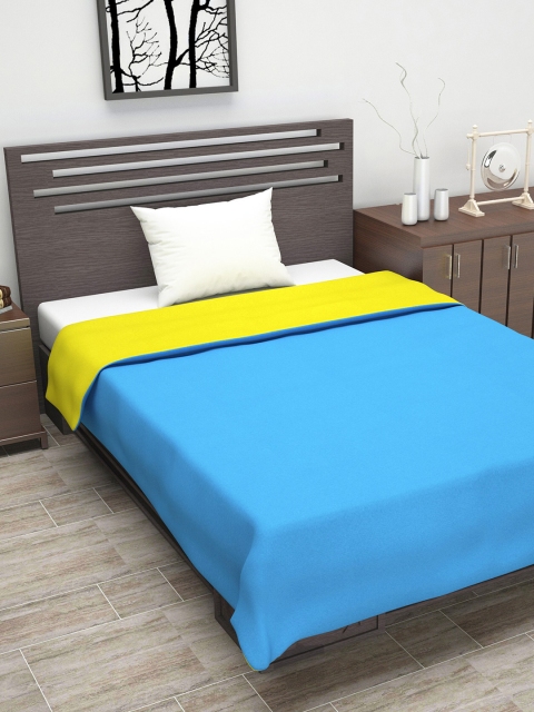 

Divine Casa Blue & Yellow Solid AC Room 110 GSM Single Bed Dohar