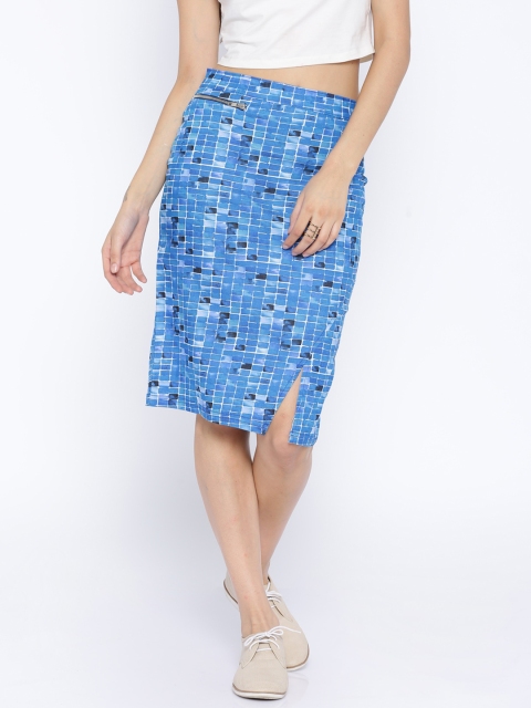 

AND Blue Checked Pencil Skirt