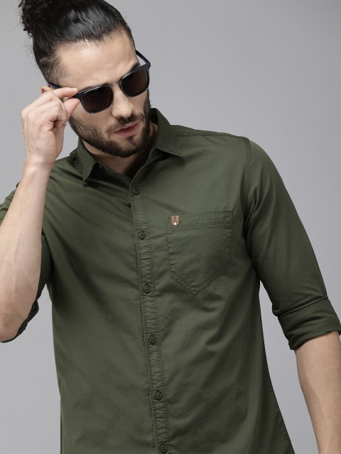 

SPYKAR Men Olive Green Slim Fit Casual Shirt