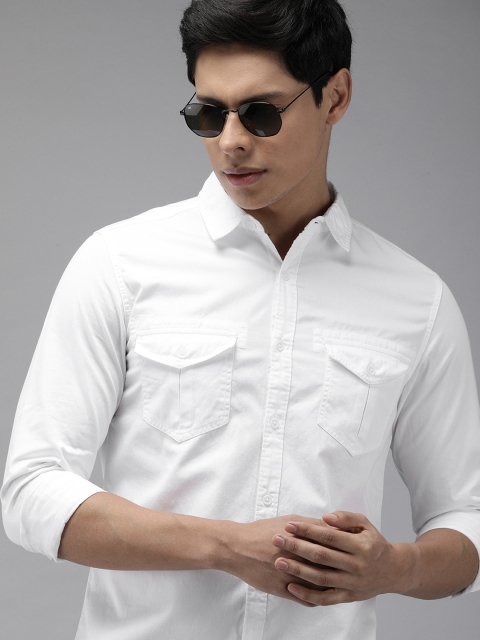 

SPYKAR Men White Slim Fit Opaque Casual Shirt