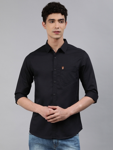 

SPYKAR Men Black Solid Slim Fit Pure Cotton Casual Shirt