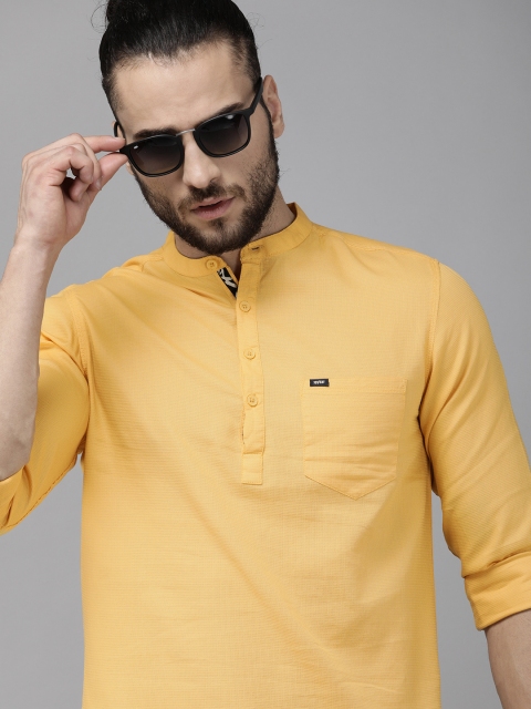

SPYKAR Men Yellow Slim Fit Textured Casual Shirt