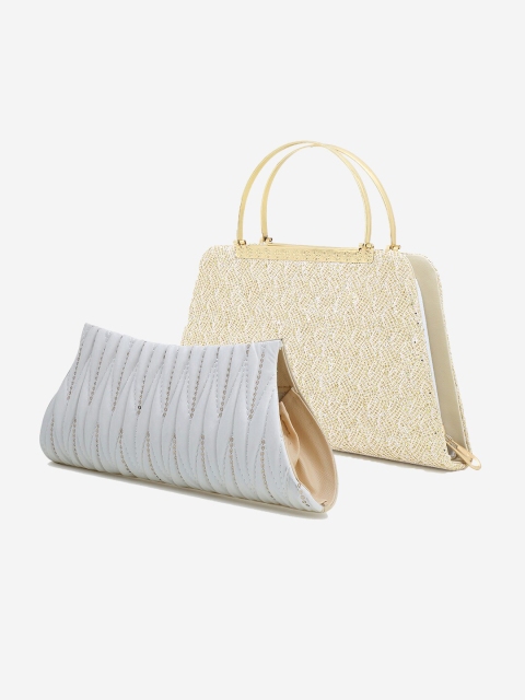 

Element Cart Pack Of 2 Silver-Toned & Gold-Toned Printed Quilted Clutch