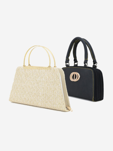 

Element Cart Set of 2 Black & Gold Solid Embellished Purse