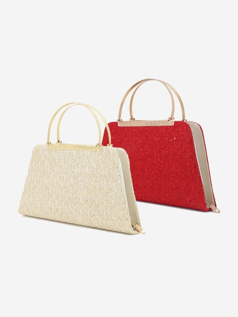 

Element Cart Women Cream & Red Pack of 2 Embellished Clutch