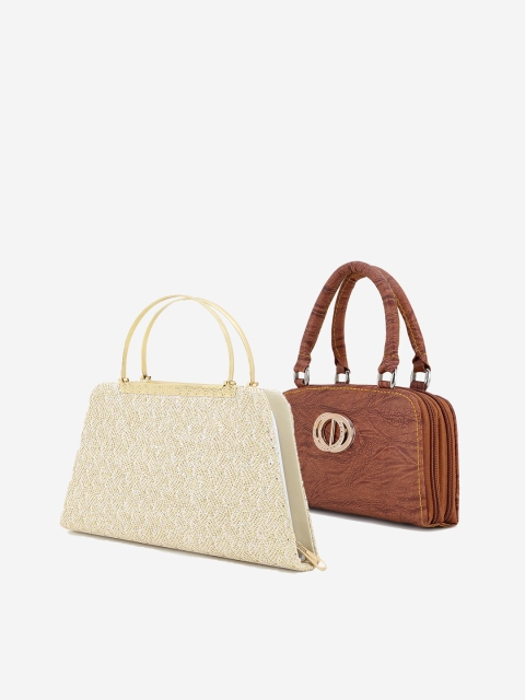 

Element Cart Pack of 2 Gold & Brown Solid Embellished Clutch