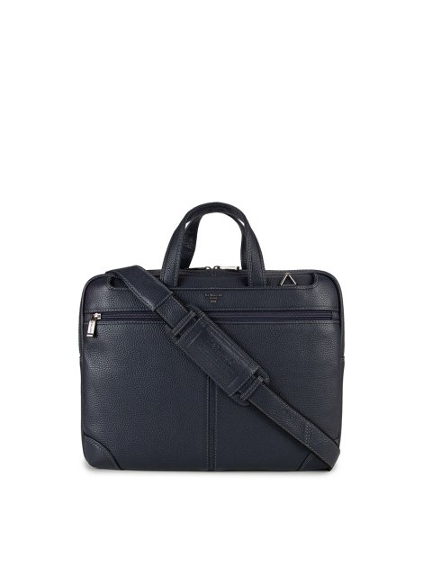 

Da Milano Men Blue Solid Leather Laptop Bag