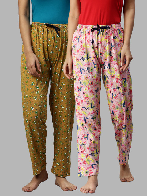 

Kryptic Women Pack Of 2 Printed Lounge Pants, Pink