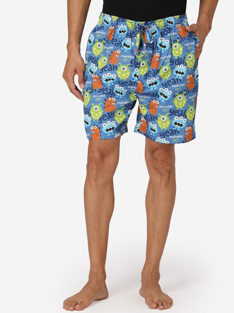 

Fluffalump Men Blue & Green Printed Lounge Shorts
