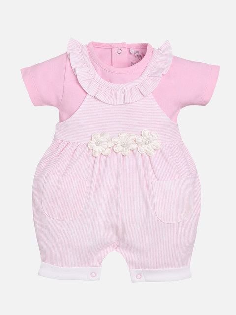 

BABY GO Kids Pink & White Solid T-shirt with Shorts