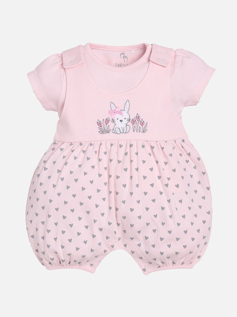 

BABY GO Unisex Kids Pink Printed Dungaree