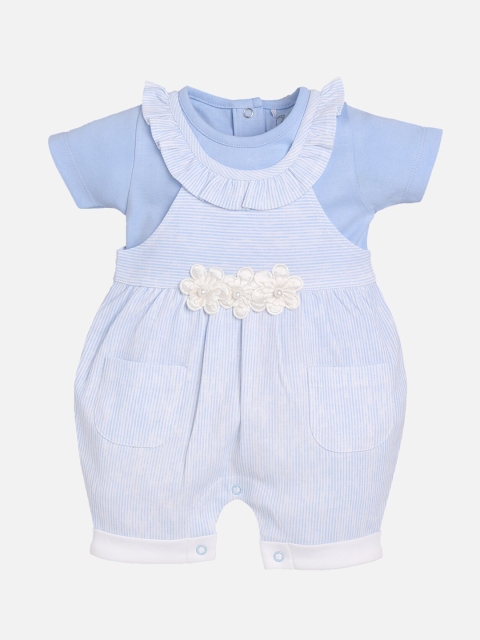 

BABY GO Unisex Kids Blue & White Solid T-shirt