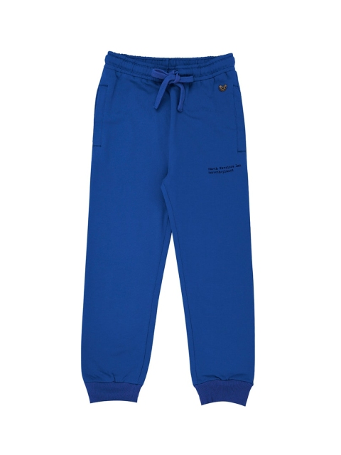 

Ed-a-Mamma Boys Blue Solid Cotton Slim-Fit Sustainable Joggers