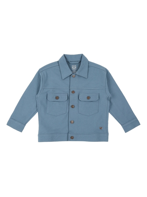 

Ed-a-Mamma Girls Blue Solid Cotton Sustainable Tailored Jacket