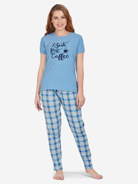 

Lenissa Women Blue & Off-White Printed Night Suit
