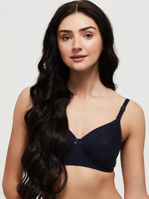 

max Navy Blue Solid Non-Wired Lightly Padded Everyday Bra