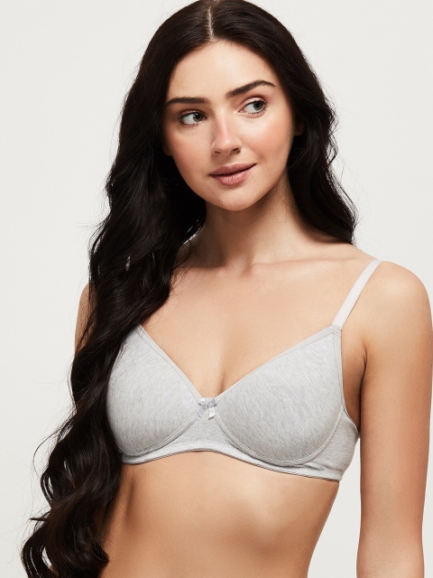 

max Grey Melange Solid Underwired Lightly Padded Everyday Bra