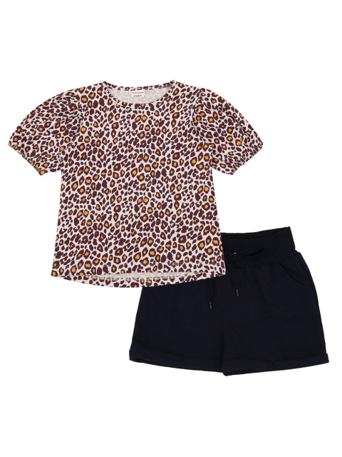 

RAINE AND JAINE Girls Multicoloured Printed Cotton T-shirt with Shorts, Multi