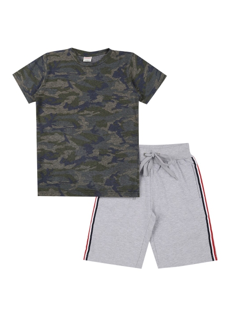 

RAINE AND JAINE Boys Grey & Green Printed T-shirt with Shorts