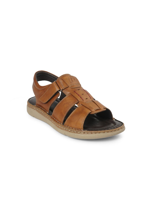 

ID Men Tan Brown Leather Fisherman Sandals