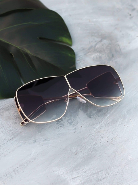 

Bellofox Unisex Grey Lens & Gold-Toned Shield Sunglasses