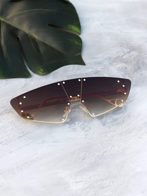 

Bellofox Unisex Brown Lens & Gold-Toned Shield Sunglasses C-S1634