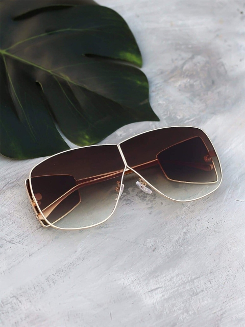 

Bellofox Unisex Brown Lens & Gold-Toned Shield Sunglasses C-S1624