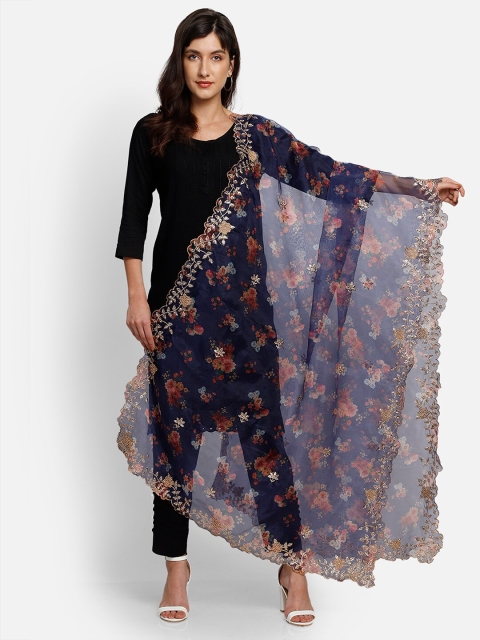 

amraoo Navy Blue & Pink Printed Dupatta