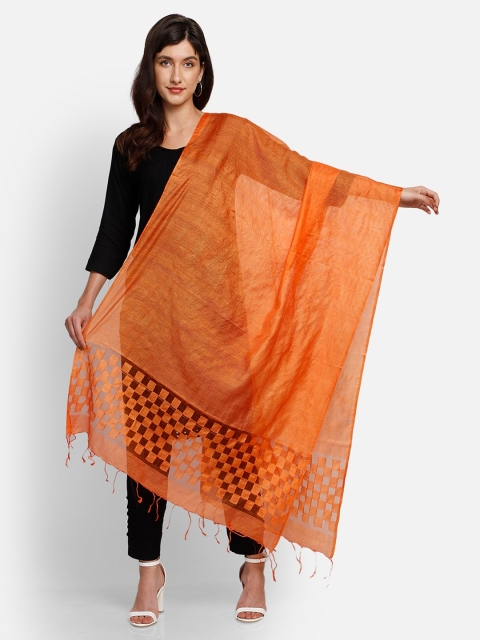 

amraoo Orange Solid Dupatta