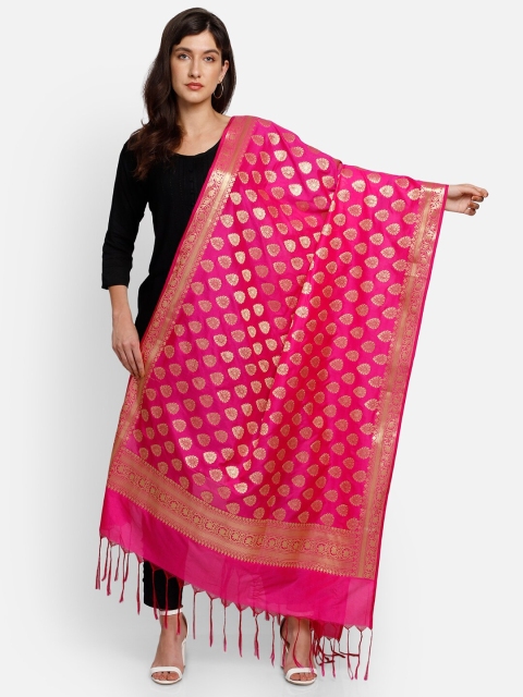 

amraoo Magenta & Gold-Toned Woven Design Dupatta