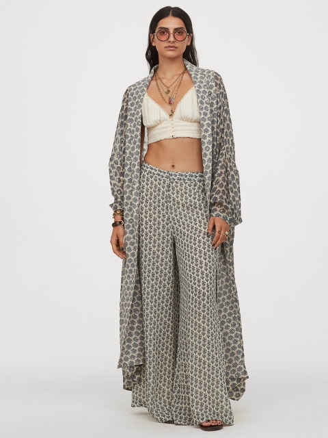 

H&M x SABYASACHI Women Beige & Blue Patterned Open Kaftan
