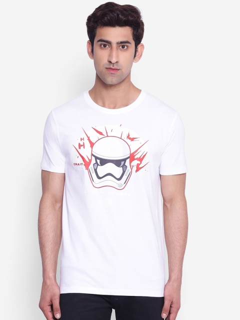 

STAR WARS Men White Storm Trooper Print Cotton Round Neck T-Shirt