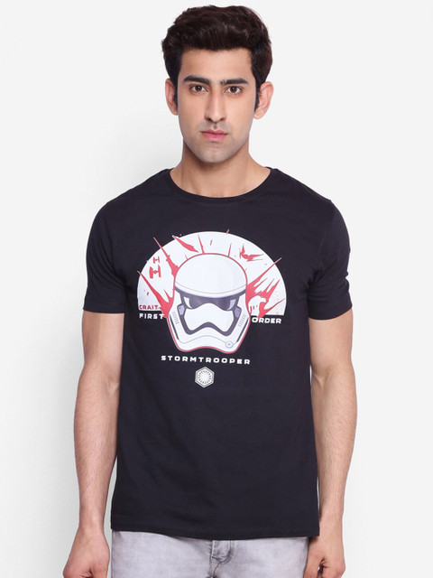 

STAR WARS Men Black & White Storm Trooper Print Cotton Round Neck T-Shirt