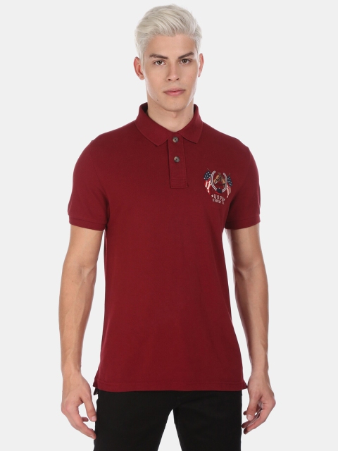 

U.S. Polo Assn. Men Maroon Solid Polo Collar T-shirt