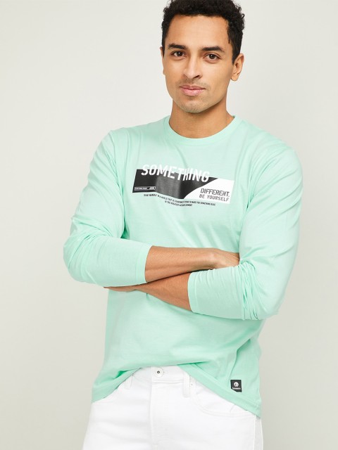 

Bossini Men Green & Black Pure Cotton Printed Round Neck Slim Fit T-shirt