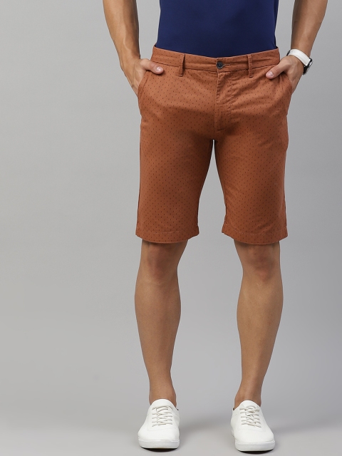 

Indian Terrain Men Brown Pure Cotton Woven Design Slim Fit Mid-Rise Chino Shorts