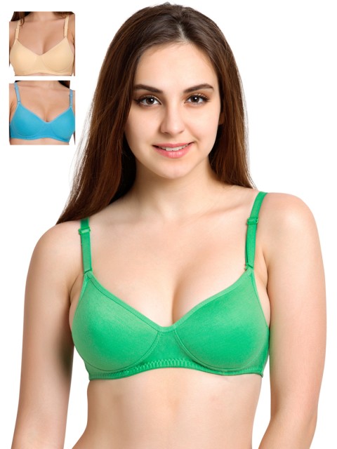 

Tweens Pack of 3 Medium-Coverage T-shirt Bras TW1301, Green