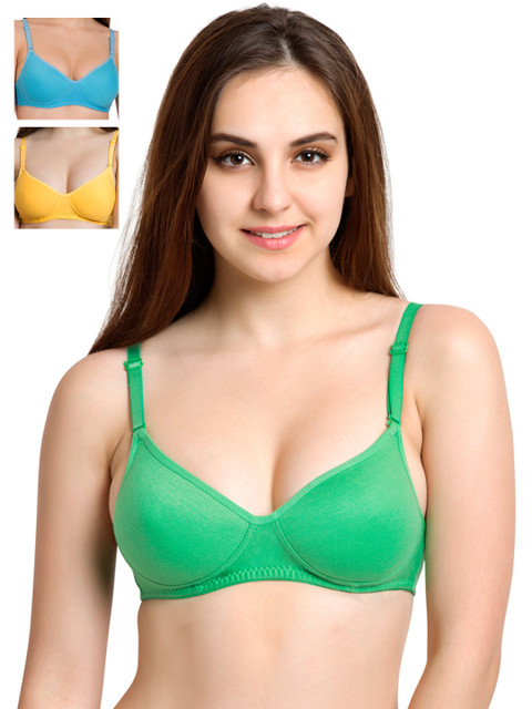 

Tweens Pack of 3 Medium-Coverage T-shirt Bras TW1301, Green
