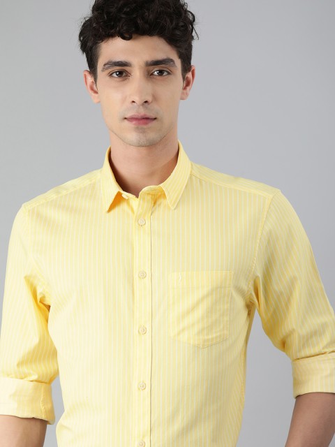 

Indian Terrain Men Yellow & White Striped Pure Cotton Slim Fit Casual Shirt