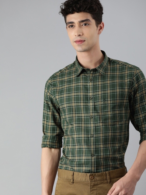 

Indian Terrain Men Green Slim Fit Pure Cotton Tartan Checked Casual Shirt