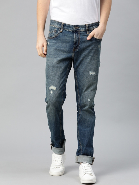 

Indian Terrain Men Blue Brooklyn Slim Fit Low Distress Light Fade Stretchable Jeans