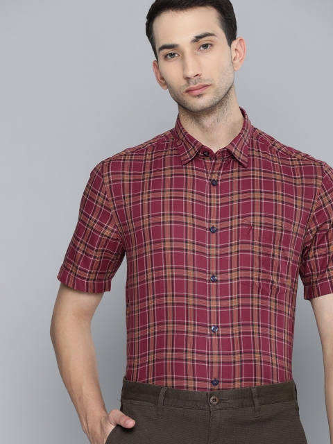 

Indian Terrain Men Red & Yellow Slim Fit Checked Sustainable Casual Shirt